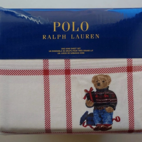 Brand new Ralph Lauren Polo bear HOLIDAY KING FLANNEL sheet set - Picture 5 of 6